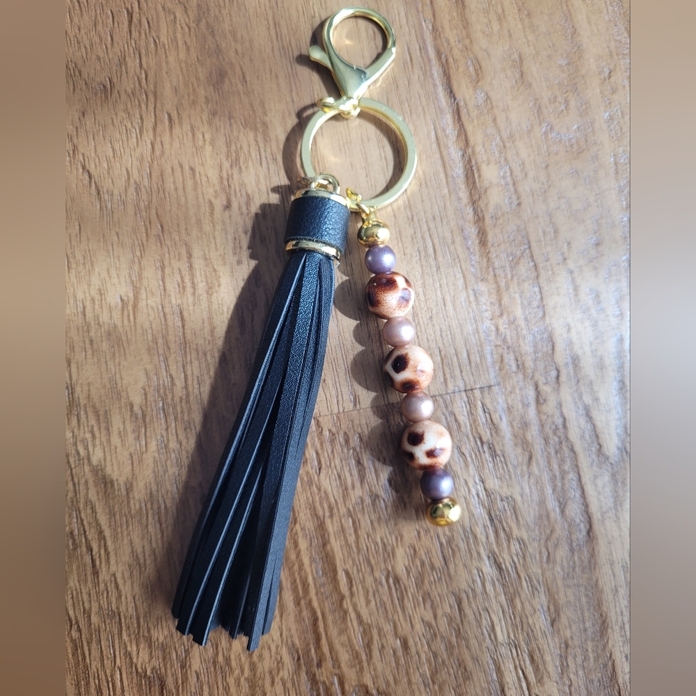 New Black and Gold Tassel Keychain